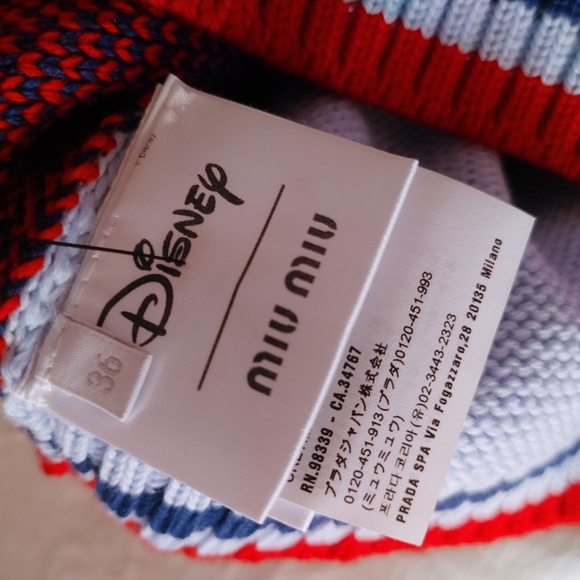 MIU MIU DISNEY Mickey Mouse powder blue red cropped sweater IT36 - Picture 5 of 7